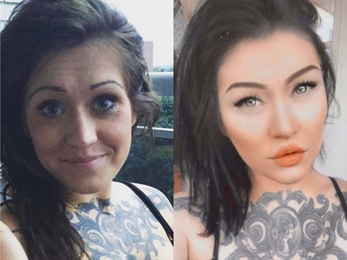 Real Life vs. Instagram.. I Appreciate Her Leaving In The Dandruff Though