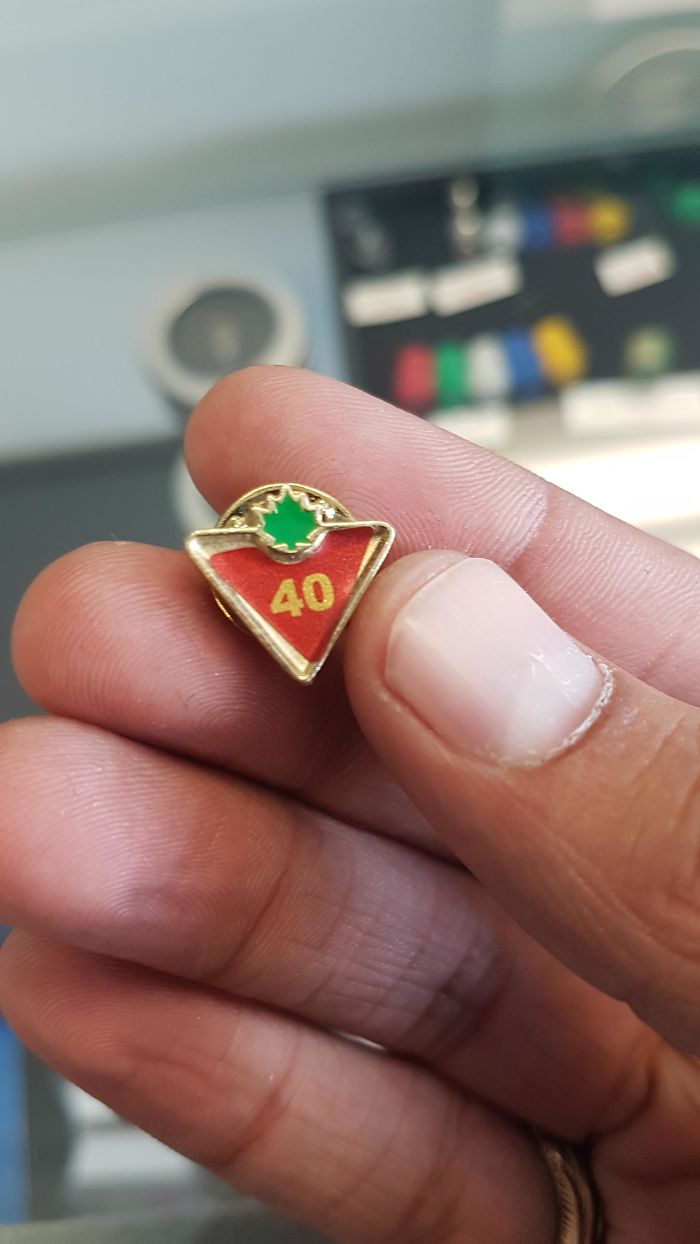 My Buddy Got This After Working At His Job For 42years. The Sticker Isn't Even On Straight Lol