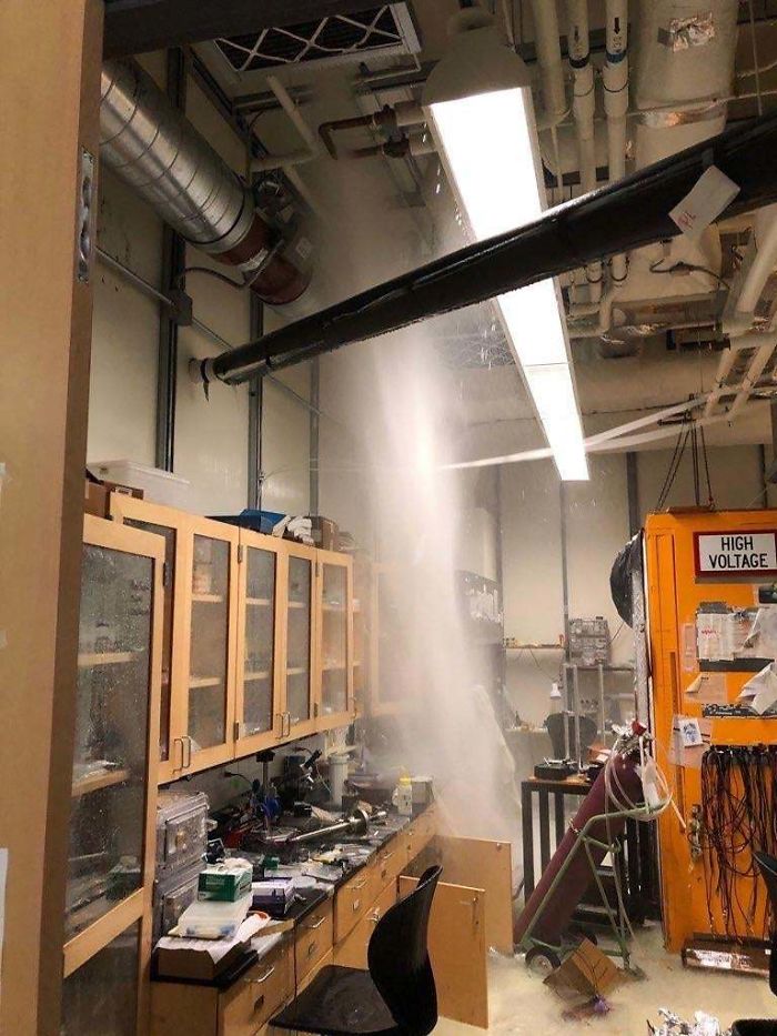 Had A Leak Develop In Our Laboratory This Morning. Nobody Was On Campus To Catch It So There Was 4 Inches Of Standing Water And Countless Ruined Pieces Of Equipment.