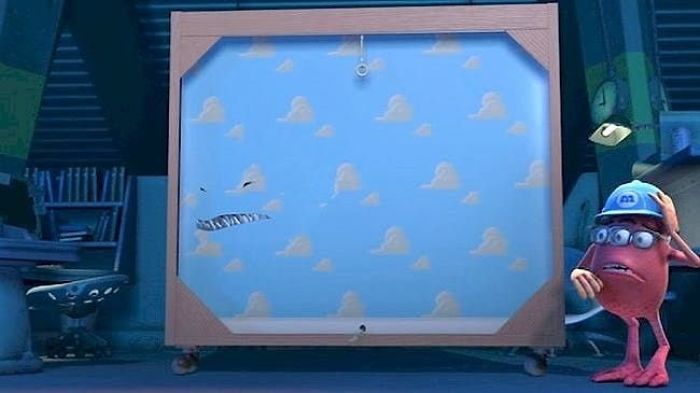 In Monsters Inc. (2001), Andy's Wallpaper From Toy Story Is Used As Practice For The Monsters To Blend Into