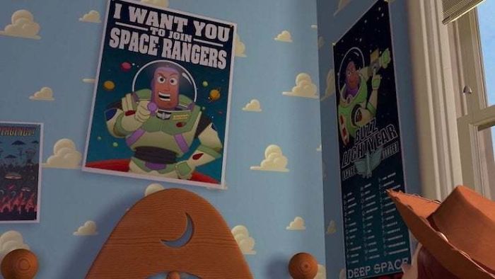 In Toy Story (1995), Baby Face Taps A Message To Woody Using Morse Code. Earlier In The Film, We See A Poster In Woody's Owner's Room With Morse Code On It, Providing Continuity As To Why Woody Would Understand Baby Face's Tapping