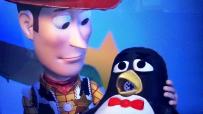 In Toy Story 2 You Can See The Damage To Wheezy's Squeaker When He Speaks