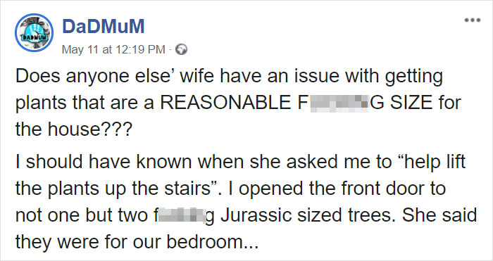 Husband Can't Handle His Wife's 'Jurassic'-Sized Plants, Shares A Hilarious Rant As A Response Husband Can't Handle His Wife's 'Jurassic'-Sized Plants, Shares A Hilarious Rant As A Response