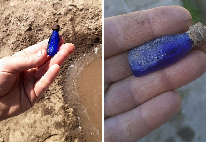 Found This Tiny Glass Bottle That Says "Drops" While Prepping The Garden