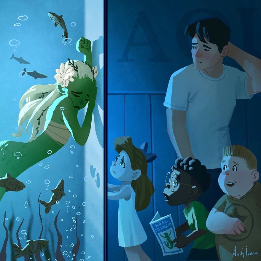 Artist Shares The Sequel Of The Green Mermaid Story That Hit People In The Feels Artist Shares The Sequel Of The Green Mermaid Story That Hit People In The Feels