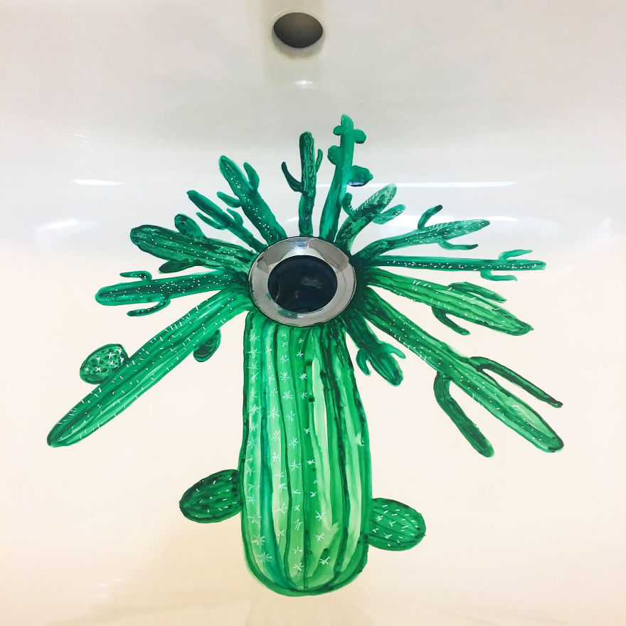 Artist Uses Her Sink As A Canvas And Lets The Water Destroy Her Paintings 24 Hours Later (26 Pics)