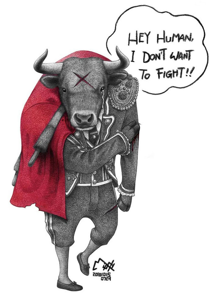 Artist Shows Shocking Illustrations About Animal Abuse That Many Humans Will Surely Be Ashamed Of