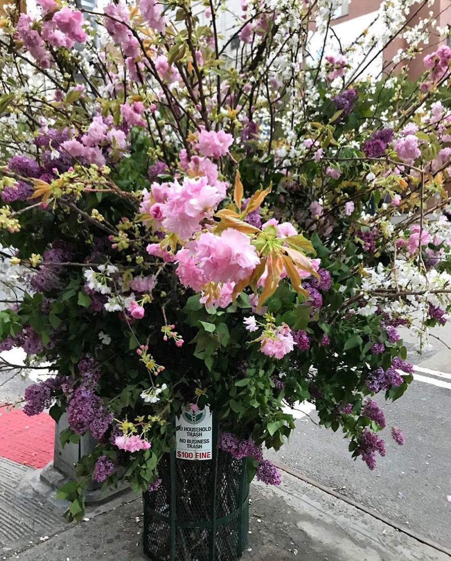 Unexpected Places In NYC Are Blooming With Flowers To Honor Healthcare Workers Thanks To Lewis Miller (11 Pics)