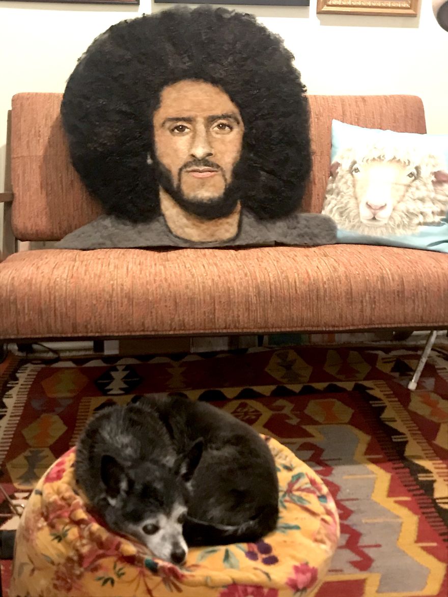 I Made This Portrait With Wool & A Needle, No Paint.