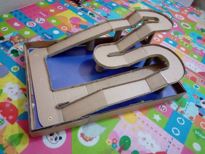 Made This Car Track For My Son, Using Cardboard Box