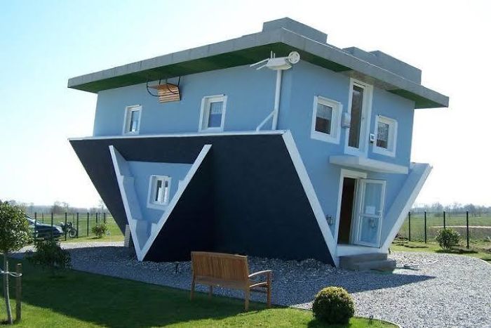 This Upside Down House Can Be Found In Trassenheide, Germany. Inside The House Even The Furniture And Fixtures Are Upside Down