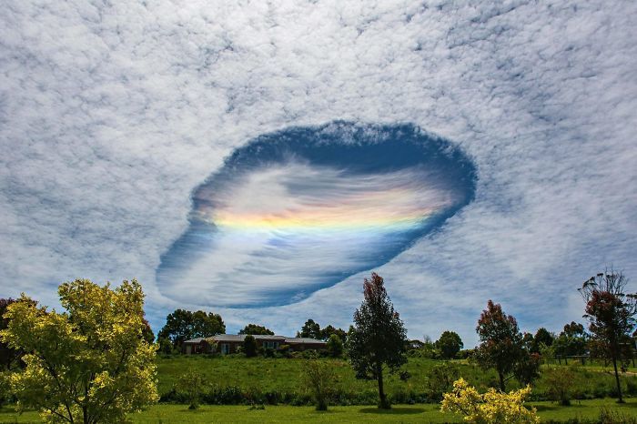 Unusual Cloud Formation With Rainbow