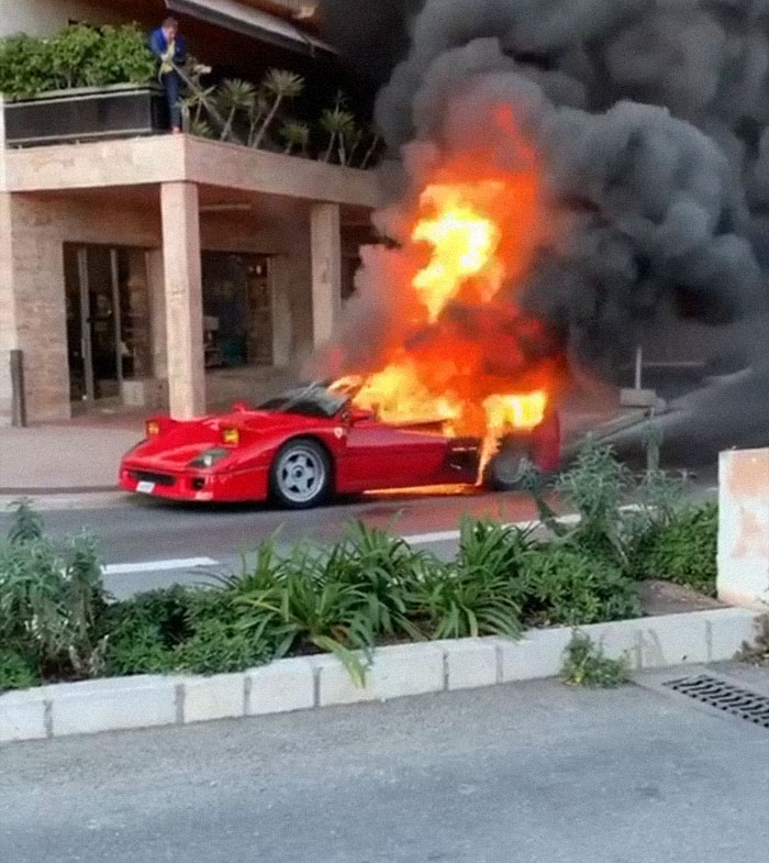 Ferrari F40 Burns In Monte Carlo Today