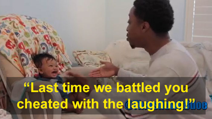 Dad Tries To Challenge His 5-Month-Old Son Into A Rap Battle, Gets Defeated By His Laughter