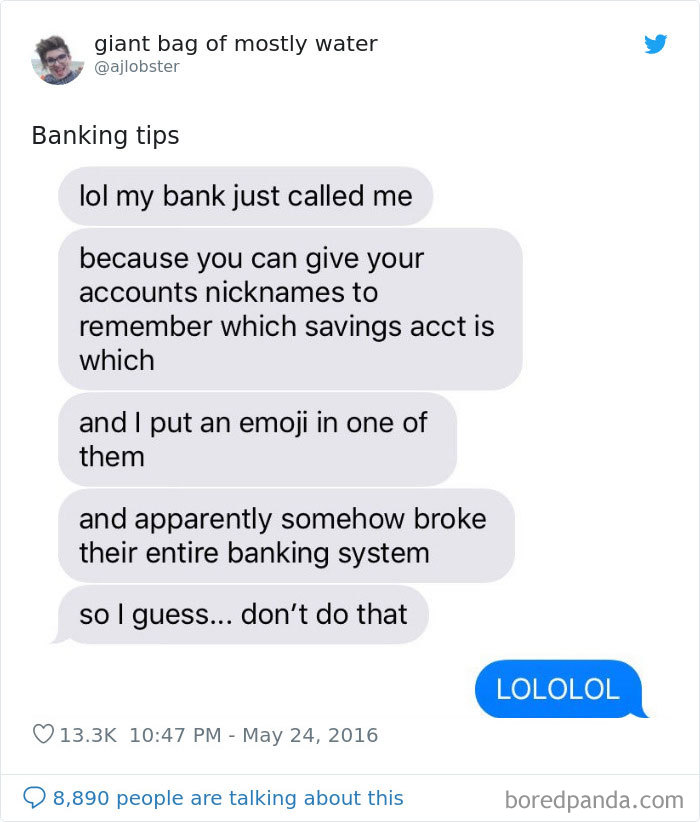 Don't Put Emojis In Your Bank Account Nicknames
