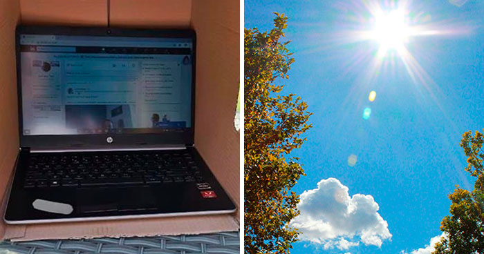 Man Comes Up With A Cheap Idea To Protect Laptops From The Sun And It Actually Works