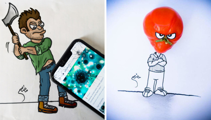 I Create Cartoon Drawings That Interact With Their Surroundings