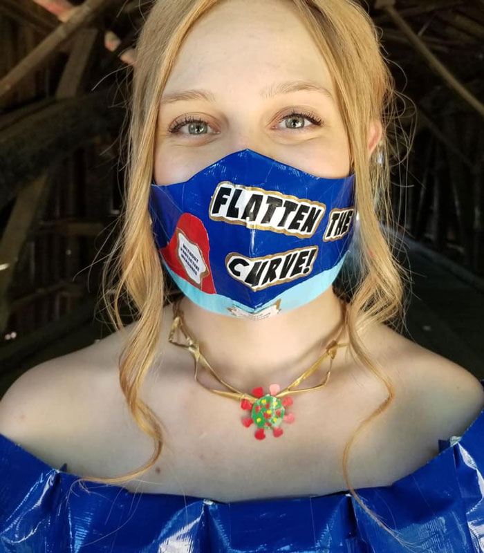 Teen Spent 400 Hours Making A COVID-Themed Prom Dress Using 750 Meters Of Colored Duct Tape For A Duck Brand Scholarship Contest Teen Spent 400 Hours Making A COVID-Themed Prom Dress Using 750 Meters Of Colored Duct Tape For A Duck Brand Scholarship Contest