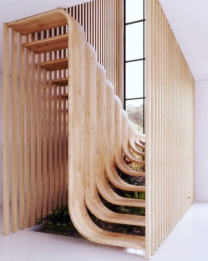 This Minimalistic Staircase Resembles A Strand Of DNA Inside Of A Two-Story Home This Minimalistic Staircase Resembles A Strand Of DNA Inside Of A Two-Story Home