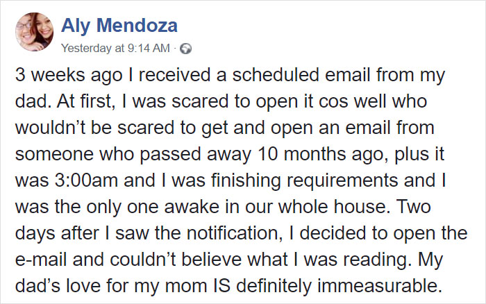 Daughter Receives Email Instructions On How To Throw A 25th Wedding Anniversary Celebration For Mom Written By Dad Who Passed Away 10 Months Ago Daughter Receives Email Instructions On How To Throw A 25th Wedding Anniversary Celebration For Mom Written By Dad Who Passed Away 10 Months Ago
