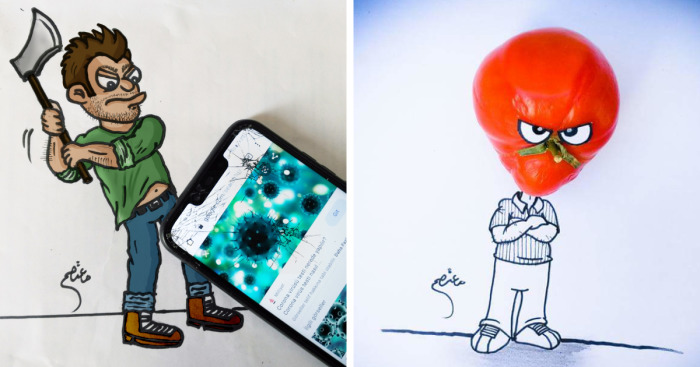 I Create Cartoon Drawings That Interact With Their Surroundings