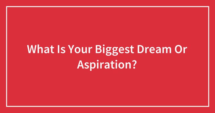 What Is Your Biggest Dream Or Aspiration? (Ended)