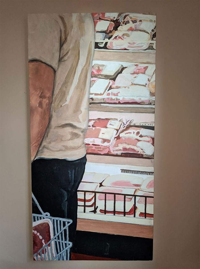 This Painting Is My Absolute Favorite Flea Market Find. Titled "Meat Market Man", He's Almost Four Feet Tall And Hanging In My Living Room Where He Can Always Be Seen