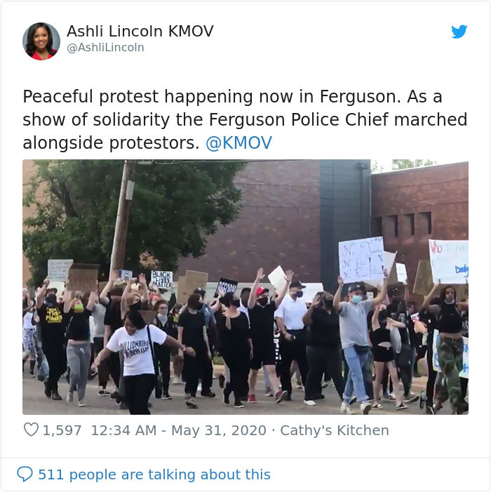 Peaceful Protest Happening Now In Ferguson