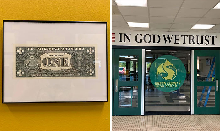Kentucky School District Finds A Brilliant Loophole For The “In God We Trust” Law By Framing A One-Dollar Bill