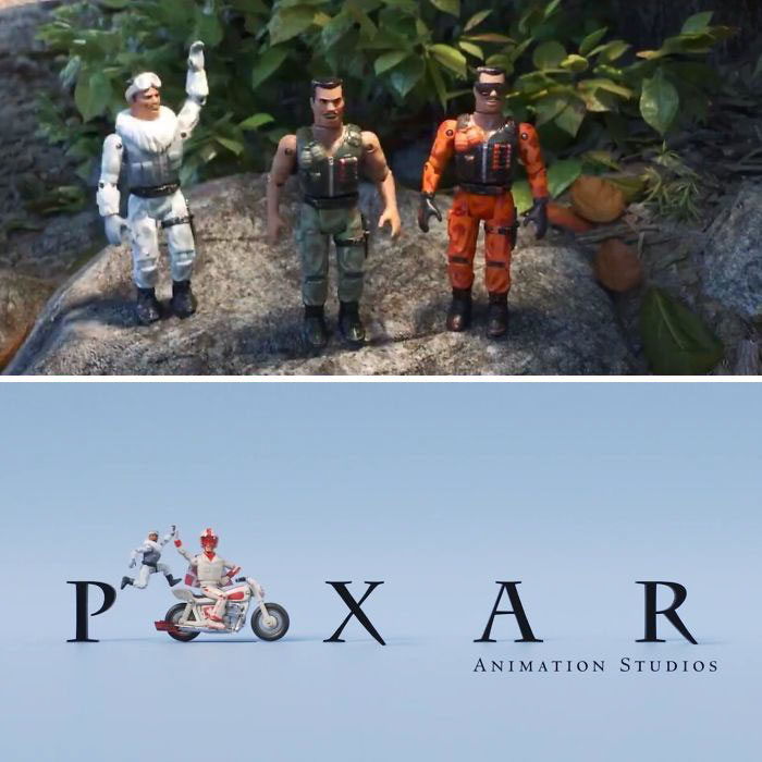 In Toy Story 4, The Combat Carl In Snow Gear Repeatedly Gets Left Hanging While The Other Two High Five. However, He Does Finally Get His High Five By Duke Caboom At The Very End Of The Film When They Both Appear In Place Of Luxo The Lamp In The Pixar Logo After The Credits