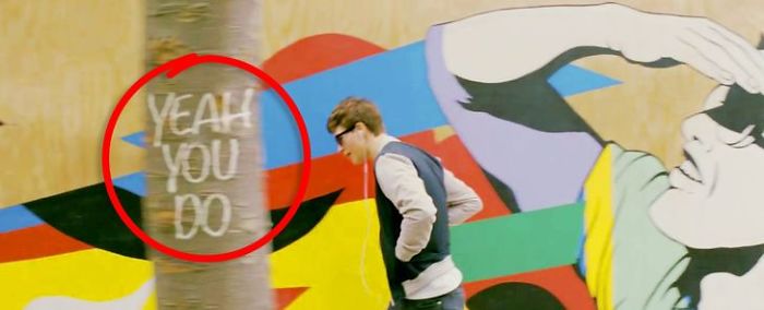 Baby Driver. Graffiti And Other Signs Repeat The Lines From The Song In The Main Characters’ Earbuds