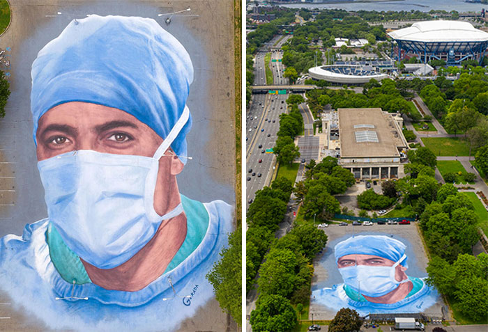 NY Artist Honors First Responders With A Massive Mural Of Doctor Who Died On The Frontlines Battling COVID-19 In Minority Communities