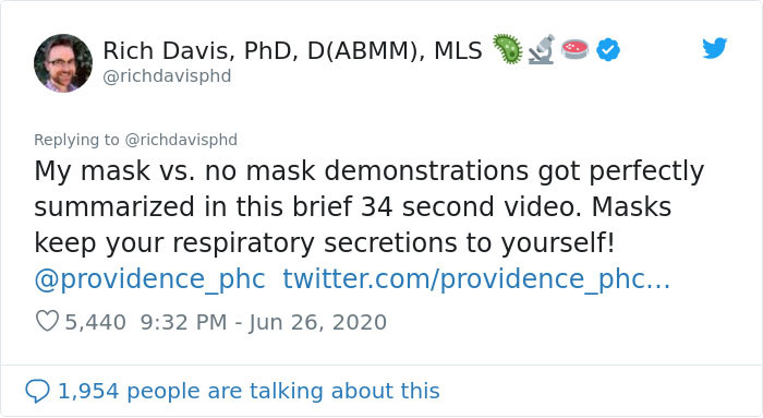 Scientist Demonstrates The Effect Of Wearing A Mask Vs. Not Wearing One Scientist Demonstrates The Effect Of Wearing A Mask Vs. Not Wearing One