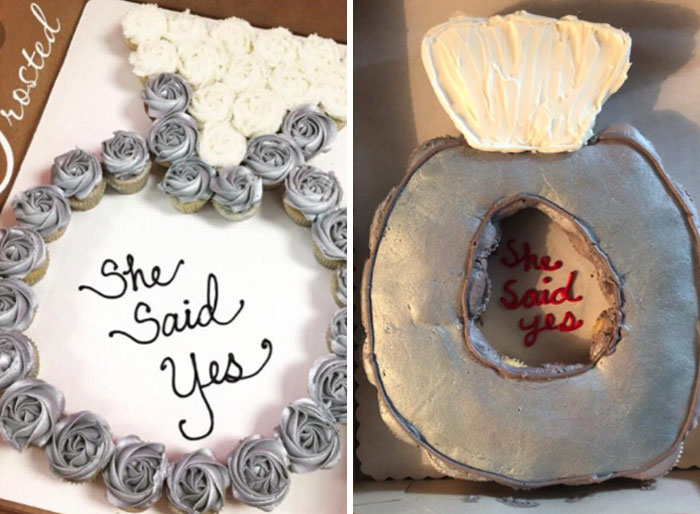 My Sister Ordered Cupcakes For My Engagement Party Yesterday. Sent Walmart Bakery The Pic On The Left. Instead Of A Ring, Apparently I Said Yes To A Silver Toilet Seat