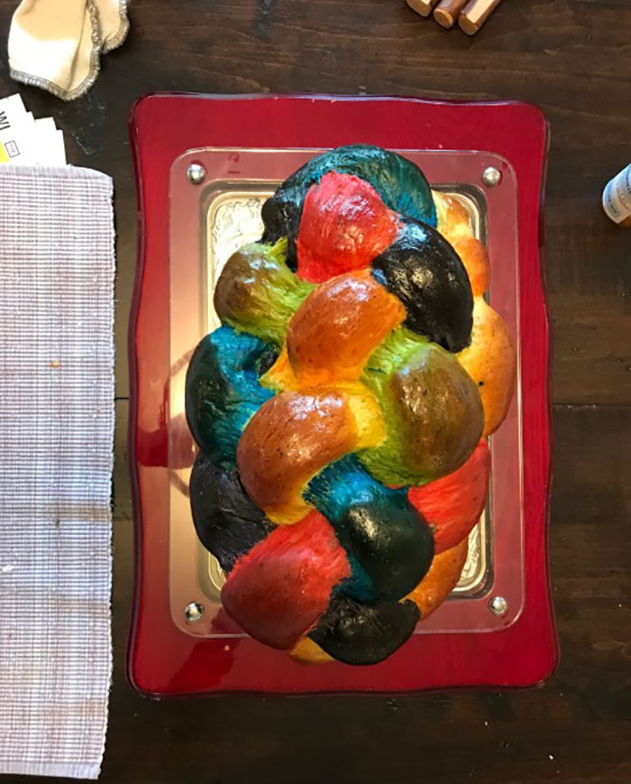 People Applaud This Mom Who Baked A Rainbow Challah To Celebrate Pride Month