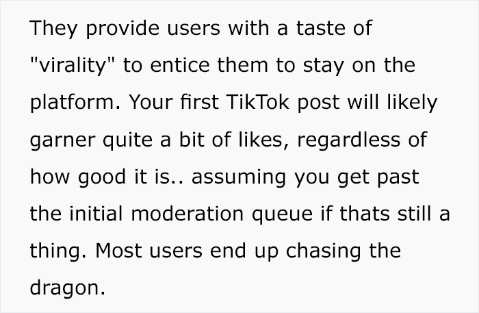Text highlighting TikTok's strategy for virality to retain users. Text highlighting TikTok's strategy for virality to retain users.