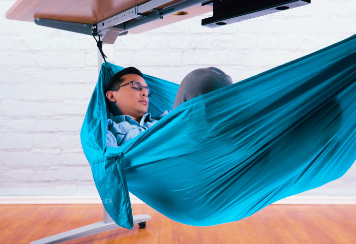 This $55 Under-Desk Hammock Lets Employees Take The Most Chill Breaks At Work