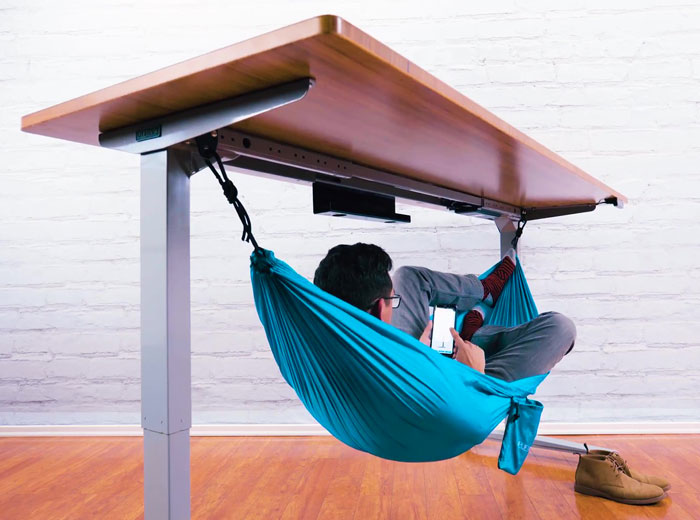 This $55 Under-Desk Hammock Lets Employees Take The Most Chill Breaks At Work