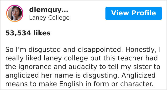 Professor Asks Student To Anglicize Her Name Because 'It Sounds Like An Insult In English', Gets Suspended Instead