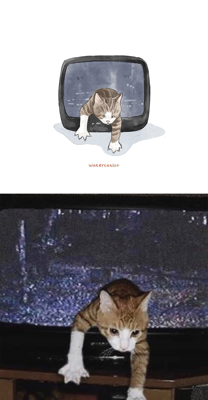 Watercolor-Cat-Paintings-Watercatlor