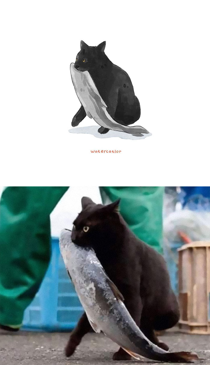 Watercolor-Cat-Paintings-Watercatlor