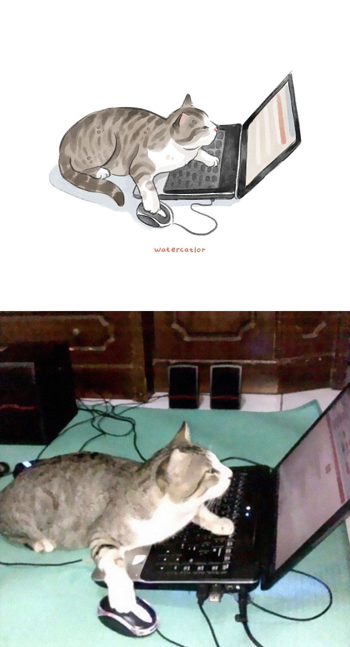 Watercolor-Cat-Paintings-Watercatlor