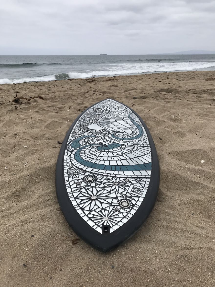 I Create Mosaic Designs On Surfboards (27 Pics)