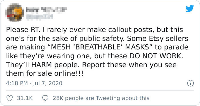 Sellers Of 'Breathable Masks' Get Called Out For Selling These Items Which Obviously Don't Work