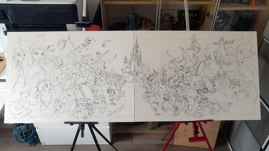 Illustrator Makes A Watercolor Disney & Pixar Composition (80 Characters/Easter Eggs) Illustrator Makes A Watercolor Disney & Pixar Composition (80 Characters/Easter Eggs)