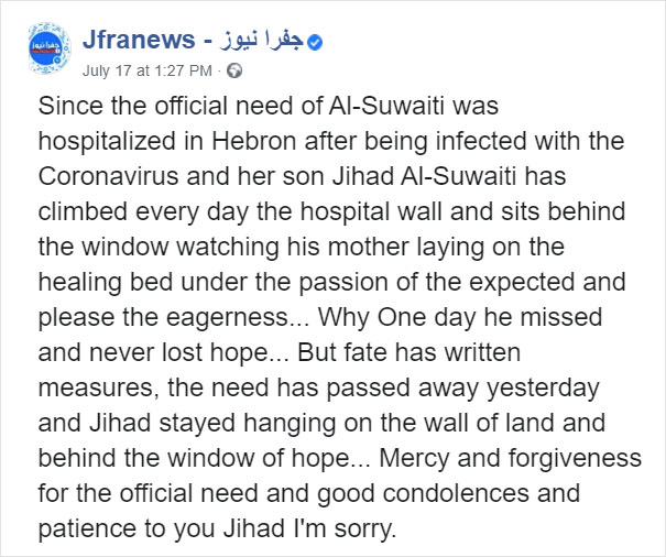 Man Climbs Up Hospital Wall And Watches Over His Mom From Outside The Hospital Day And Night Until She Dies Due To Coronavirus