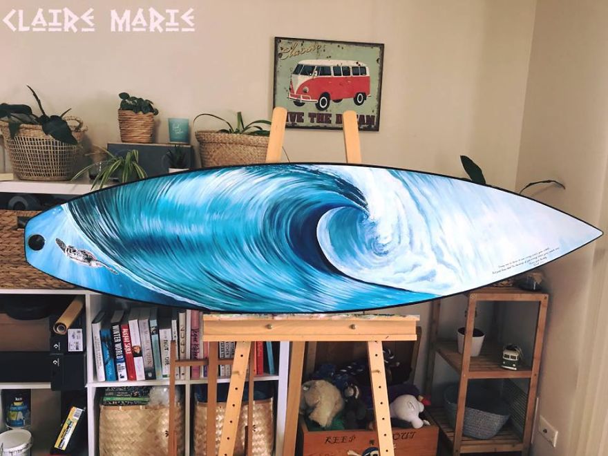 Artist Saves Old Surfboards From Landfill By Creating Custom Ocean Themed Art. Artist Saves Old Surfboards From Landfill By Creating Custom Ocean Themed Art.