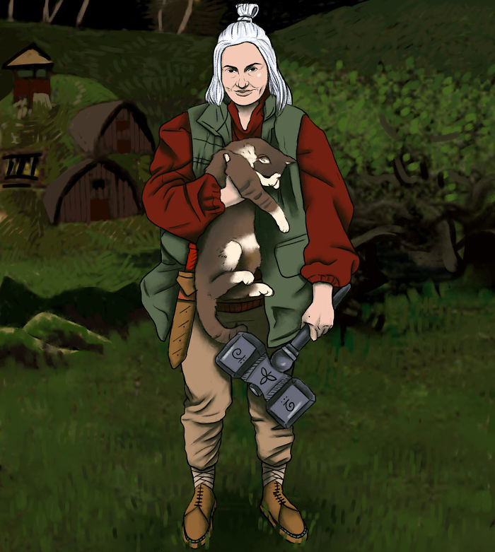 GF's Witcher Rendition With Our Cat