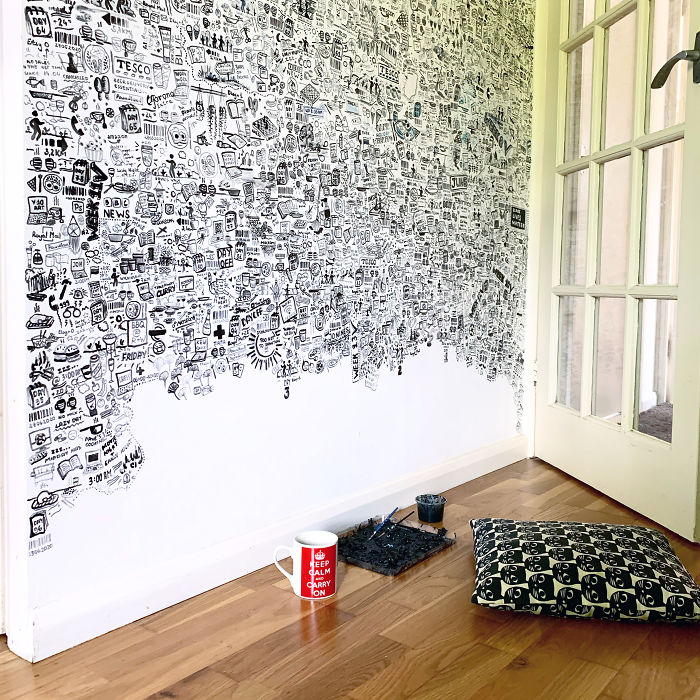 I 'Tattooed' My Wall During Lockdown For 113 Days And Here Is The Result I 'Tattooed' My Wall During Lockdown For 113 Days And Here Is The Result