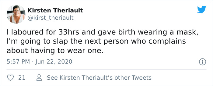 Moms Who Gave Birth Wearing Masks Respond To Those Refusing To Wear Them For 5 Minutes With Savage Tweets
